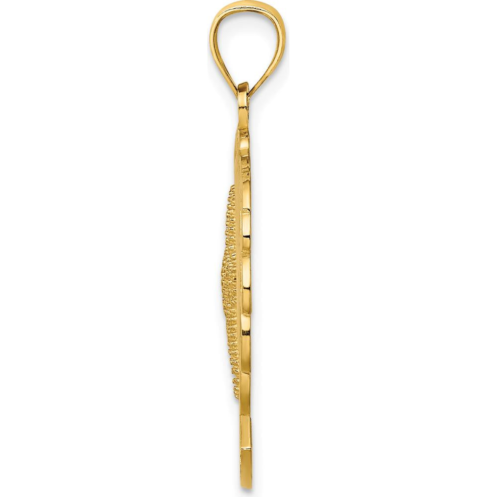 14K Yellow Gold Florida Starfish and Dolphin Wave Charm - 31mm Length by Oro Pregiato