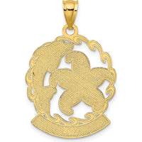 14K Yellow Gold Florida Starfish and Dolphin Wave Charm - 31mm Length by Oro Pregiato