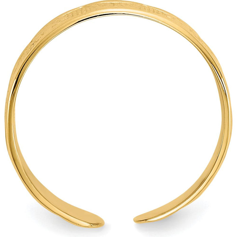 14K Yellow Gold Flower & Butterfly Toe Ring - 5mm Band Width by 0