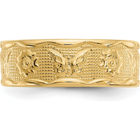 14K Yellow Gold Flower & Butterfly Toe Ring - 5mm Band Width by 0