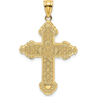 14K Yellow Gold Flower Center Scroll Cross Pendant - 29.4mm Length by Oro Pregiato