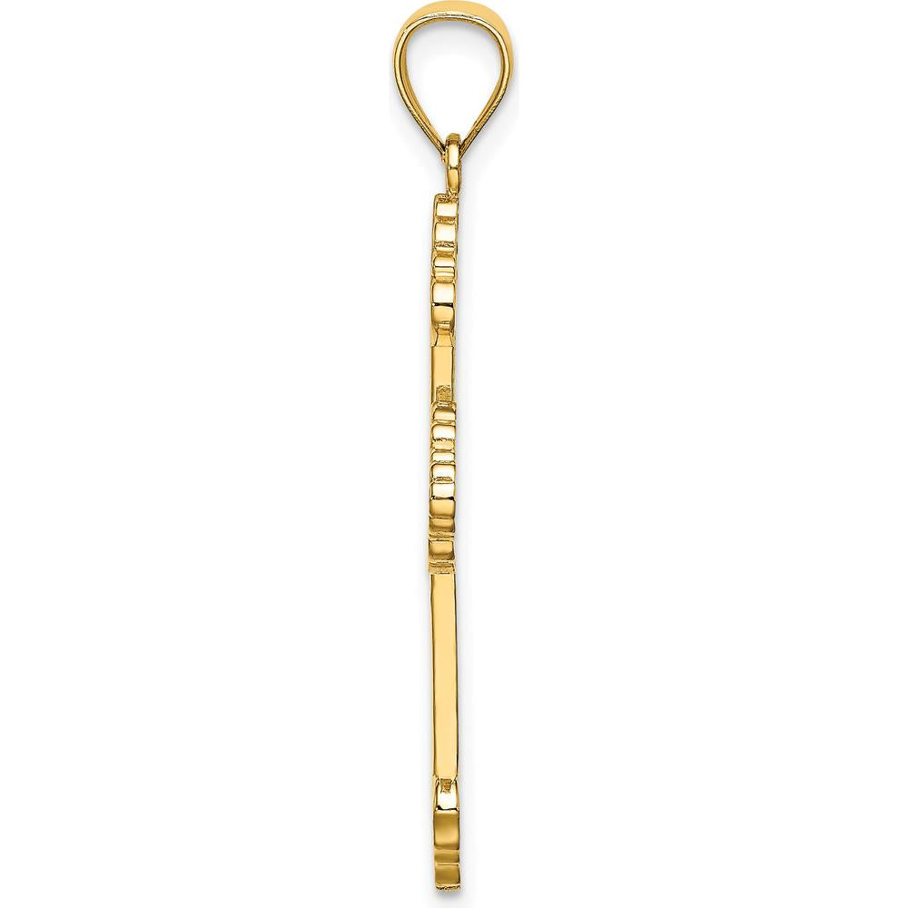 14K Yellow Gold Flower Center Scroll Cross Pendant - 29.4mm Length by Oro Pregiato