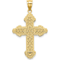 14K Yellow Gold Flower Center Scroll Cross Pendant - 29.4mm Length by Oro Pregiato