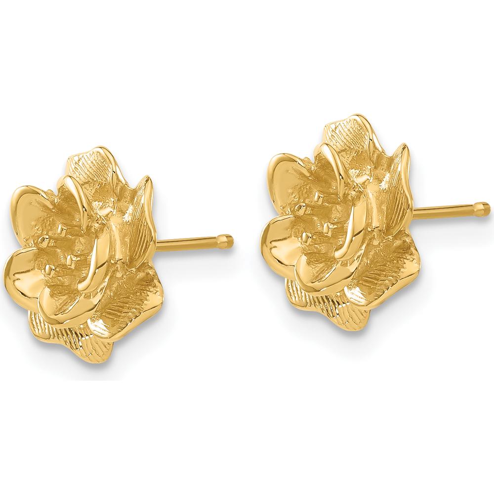 14K Yellow Gold Flower Earrings with Prong Settings - 2mm Round Stones by Oro Pregiato