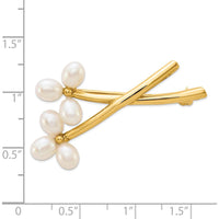 14K Yellow Gold Flower Pin with Freshwater Cultured Pearls - 6 Pearls (5-6mm) by Monteluci Fine Jewelry