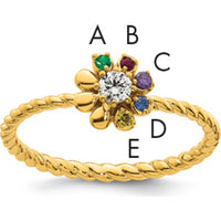 14K Yellow Gold Flower Ring with Diamond and Multi-Colored Birthstones - Semi-Mount by Oro Pregiato
