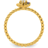 14K Yellow Gold Flower Ring with Diamond and Multi-Colored Birthstones - Semi-Mount by Oro Pregiato