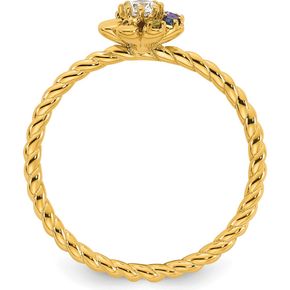 14K Yellow Gold Flower Ring with Diamond and Multi-Colored Birthstones - Semi-Mount by Oro Pregiato