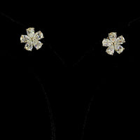 14K Yellow Gold Flower Stud Earrings with Inclined Pear-Shaped Lab Diamonds - 3.25 Carat Total Weight (E-F Color, VS Clarity) - Covaloro Fine Jewelry