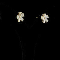 14K Yellow Gold Flower Stud Earrings with Inclined Pear-Shaped Lab Diamonds - 3.25 Carat Total Weight (E-F Color, VS Clarity) - Covaloro Fine Jewelry