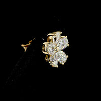 14K Yellow Gold Flower Stud Earrings with Inclined Pear-Shaped Lab Diamonds - 3.25 Carat Total Weight (E-F Color, VS Clarity) - Covaloro Fine Jewelry