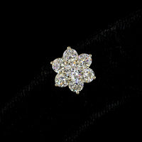 14K Yellow Gold Flower Stud Earrings with Round Brilliant Cut Lab Diamonds - 1.88 Carats Total Diamond Weight - Covaloro Fine Jewelry