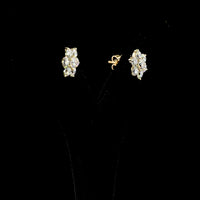 14K Yellow Gold Flower Stud Earrings with Round Brilliant Cut Lab Diamonds - 1.88 Carats Total Diamond Weight - Covaloro Fine Jewelry