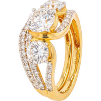 14K Yellow Gold Flowing Split-Shank Bridal Set with Round Lab Grown Diamonds - 2.69 Carat Total Diamond Weight