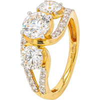 14K Yellow Gold Flowing Split-Shank Bridal Set with Round Lab Grown Diamonds - 2.69 Carat Total Diamond Weight