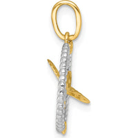 14K Yellow Gold Flying Bird with Star Charm Pendant - Rhodium Accents by Oro Pregiato