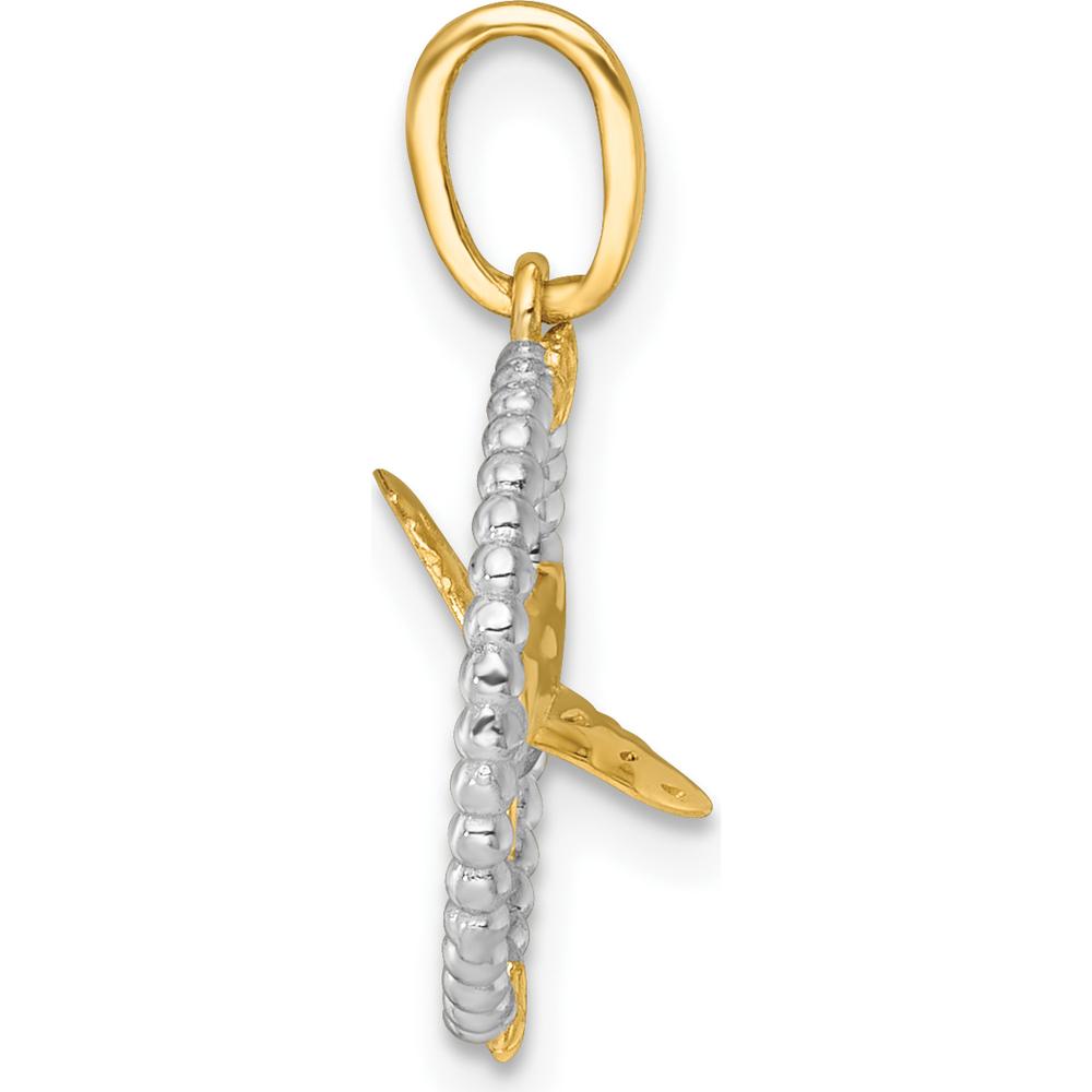 14K Yellow Gold Flying Bird with Star Charm Pendant - Rhodium Accents by Oro Pregiato