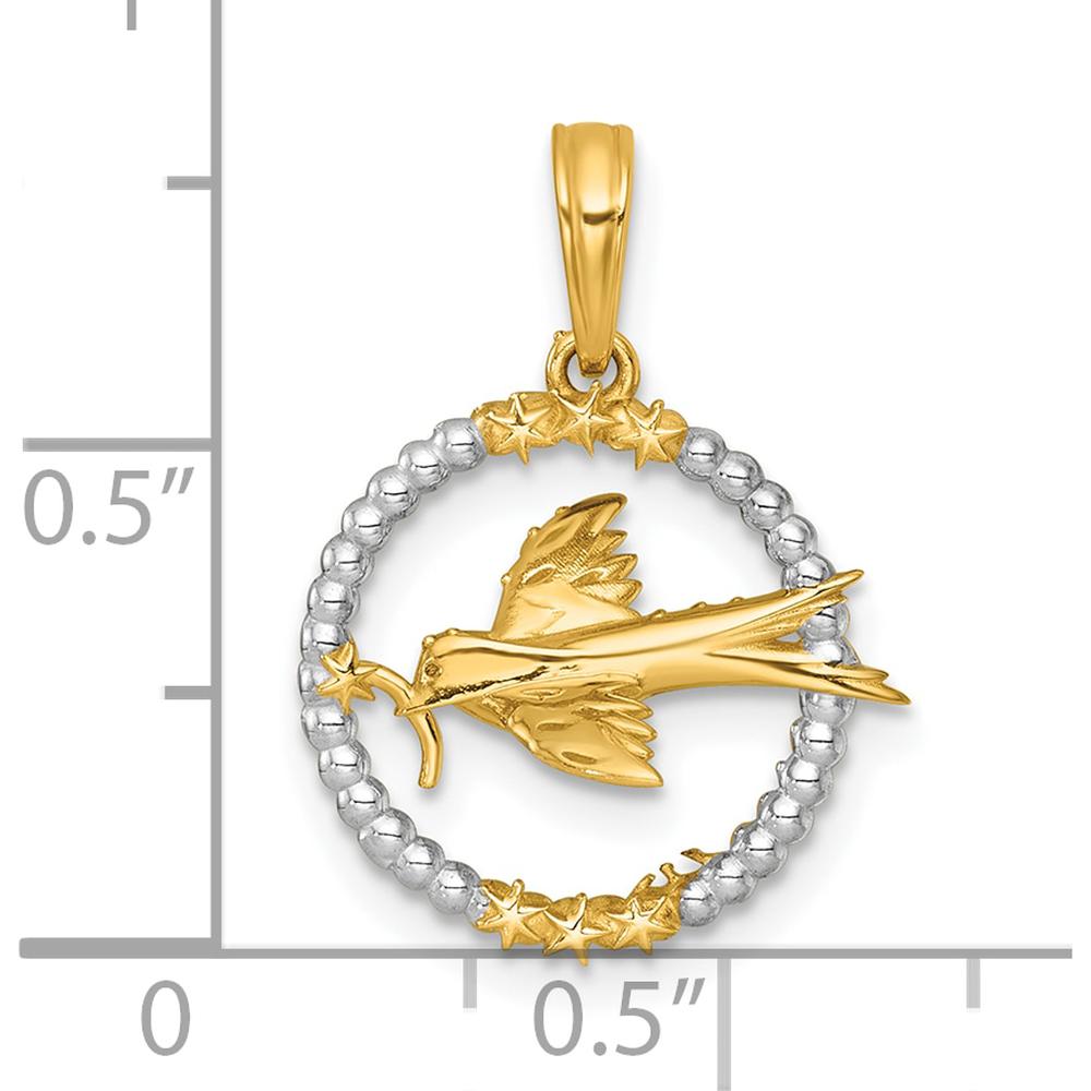 14K Yellow Gold Flying Bird with Star Charm Pendant - Rhodium Accents by Oro Pregiato