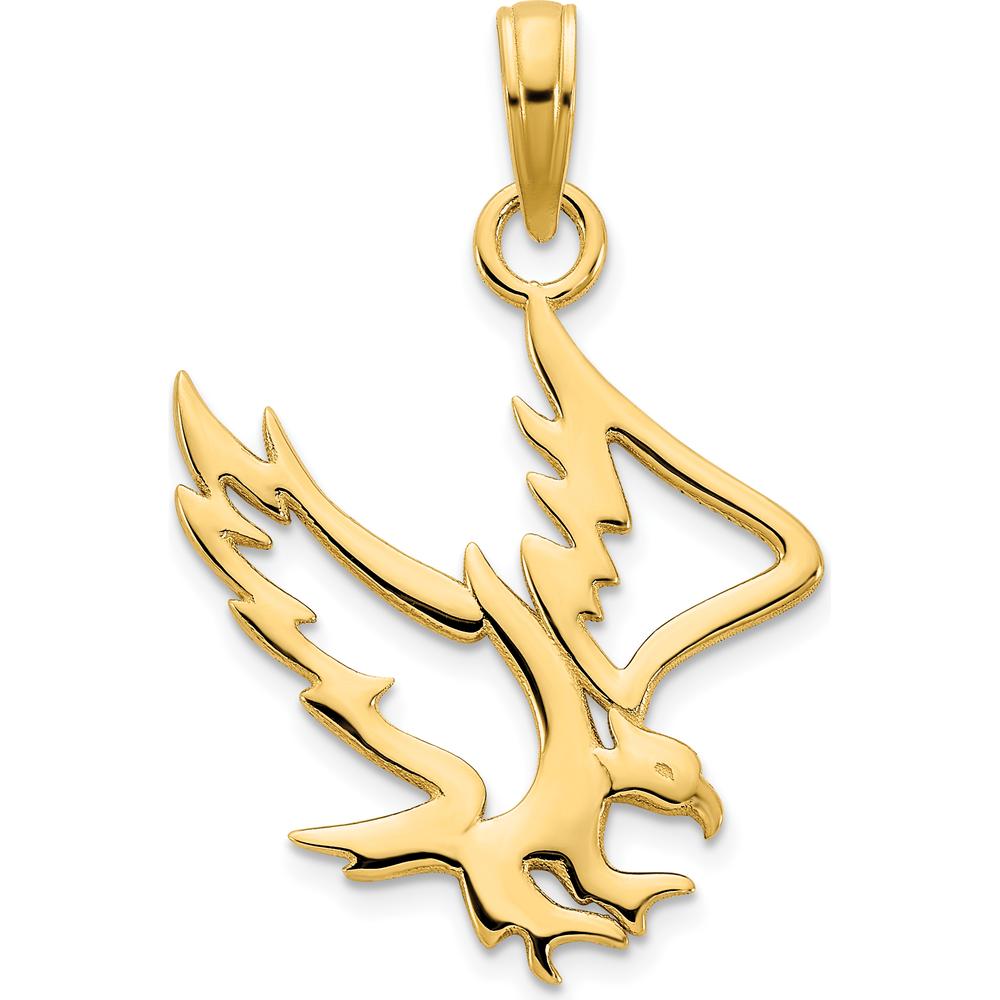 14K Yellow Gold Flying Eagle Pendant with Polished Finish - 24mm Length, 19mm Width by Oro Pregiato