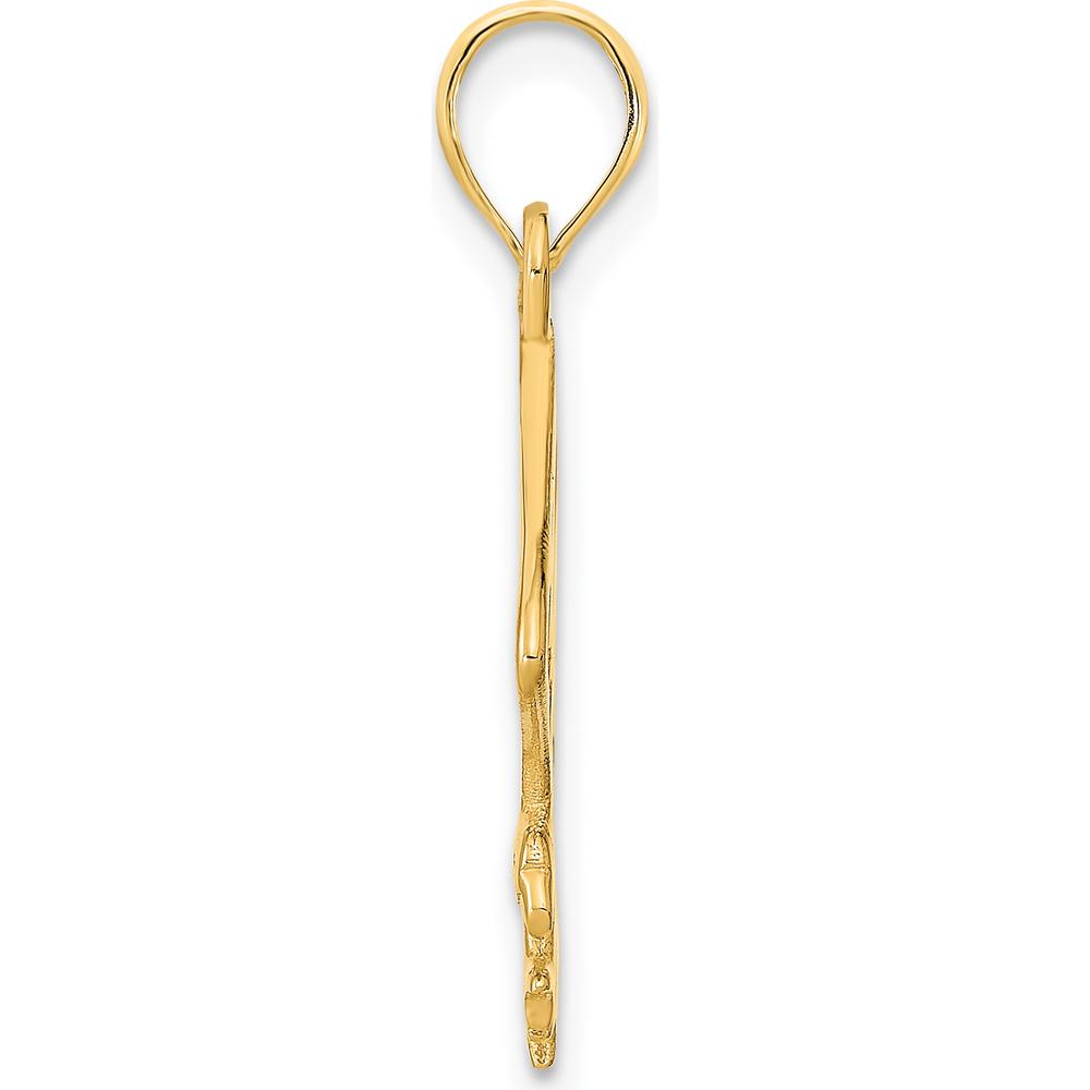 14K Yellow Gold Flying Eagle Pendant with Polished Finish - 24mm Length, 19mm Width by Oro Pregiato