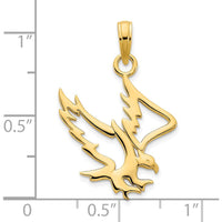 14K Yellow Gold Flying Eagle Pendant with Polished Finish - 24mm Length, 19mm Width by Oro Pregiato