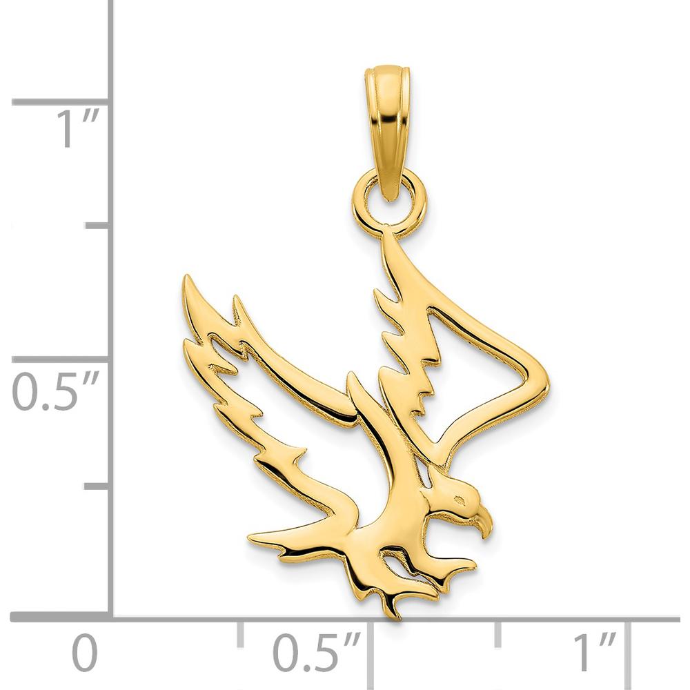 14K Yellow Gold Flying Eagle Pendant with Polished Finish - 24mm Length, 19mm Width by Oro Pregiato