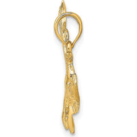 14K Yellow Gold Flying Heron Pendant with Textured Wings by Oro Pregiato