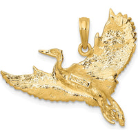 14K Yellow Gold Flying Heron Pendant with Textured Wings by Oro Pregiato