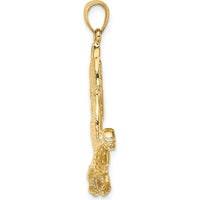 14K Yellow Gold Flying Mallard Duck Charm - Textured Detail by Oro Pregiato