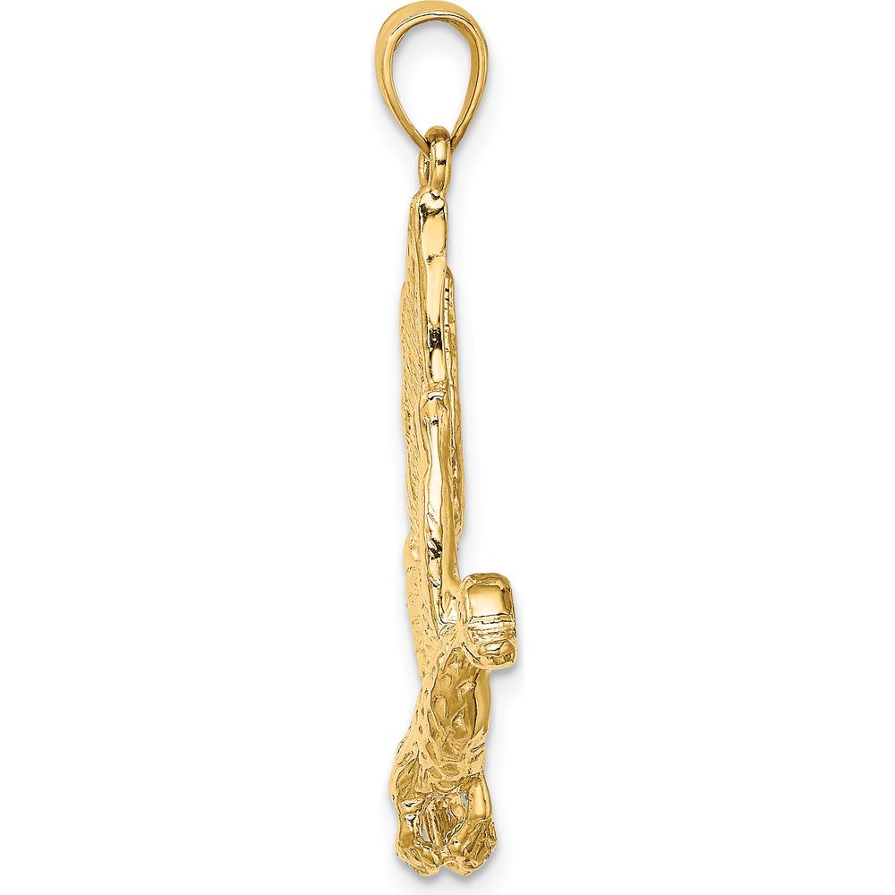 14K Yellow Gold Flying Mallard Duck Charm - Textured Detail by Oro Pregiato