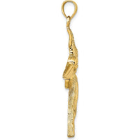 14K Yellow Gold Flying Pelican Charm with Textured Detailing - 35mm Length by Oro Pregiato