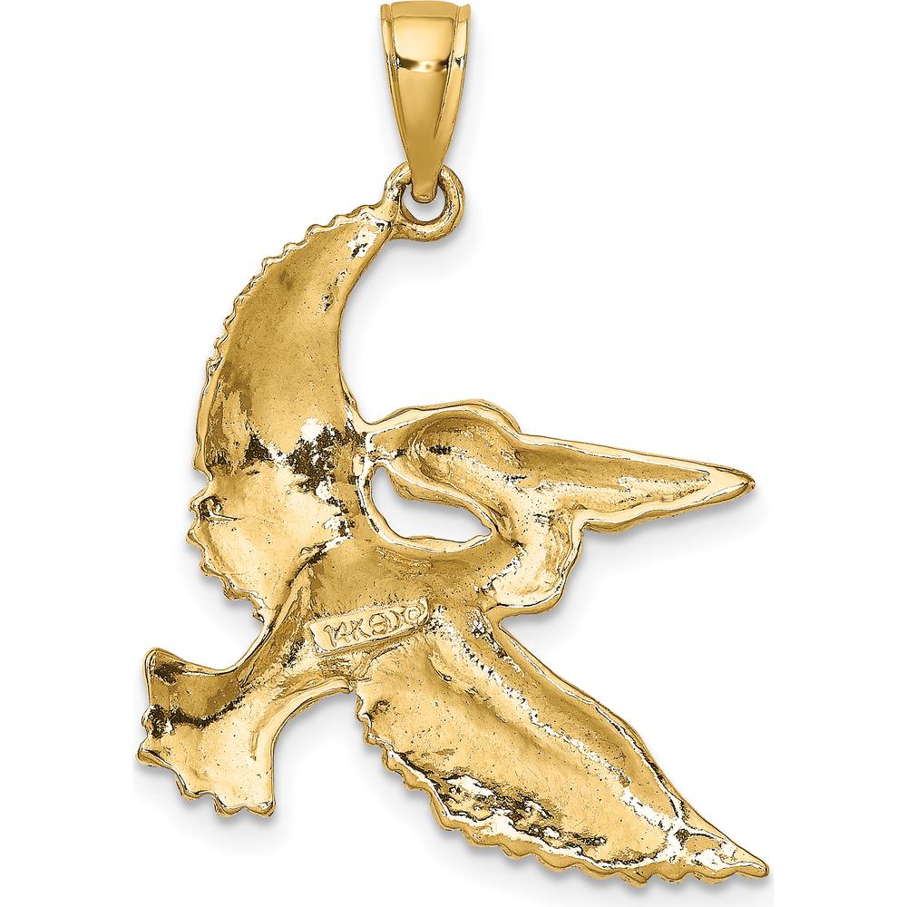 14K Yellow Gold Flying Pelican Motif Pendant Charm by Oro Pregiato