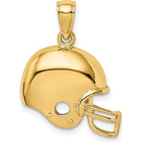 14K Yellow Gold Football Helmet Pendant Charm - Polished Finish, 13.75mm Length by Oro Pregiato