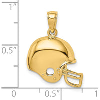 14K Yellow Gold Football Helmet Pendant Charm - Polished Finish, 13.75mm Length by Oro Pregiato