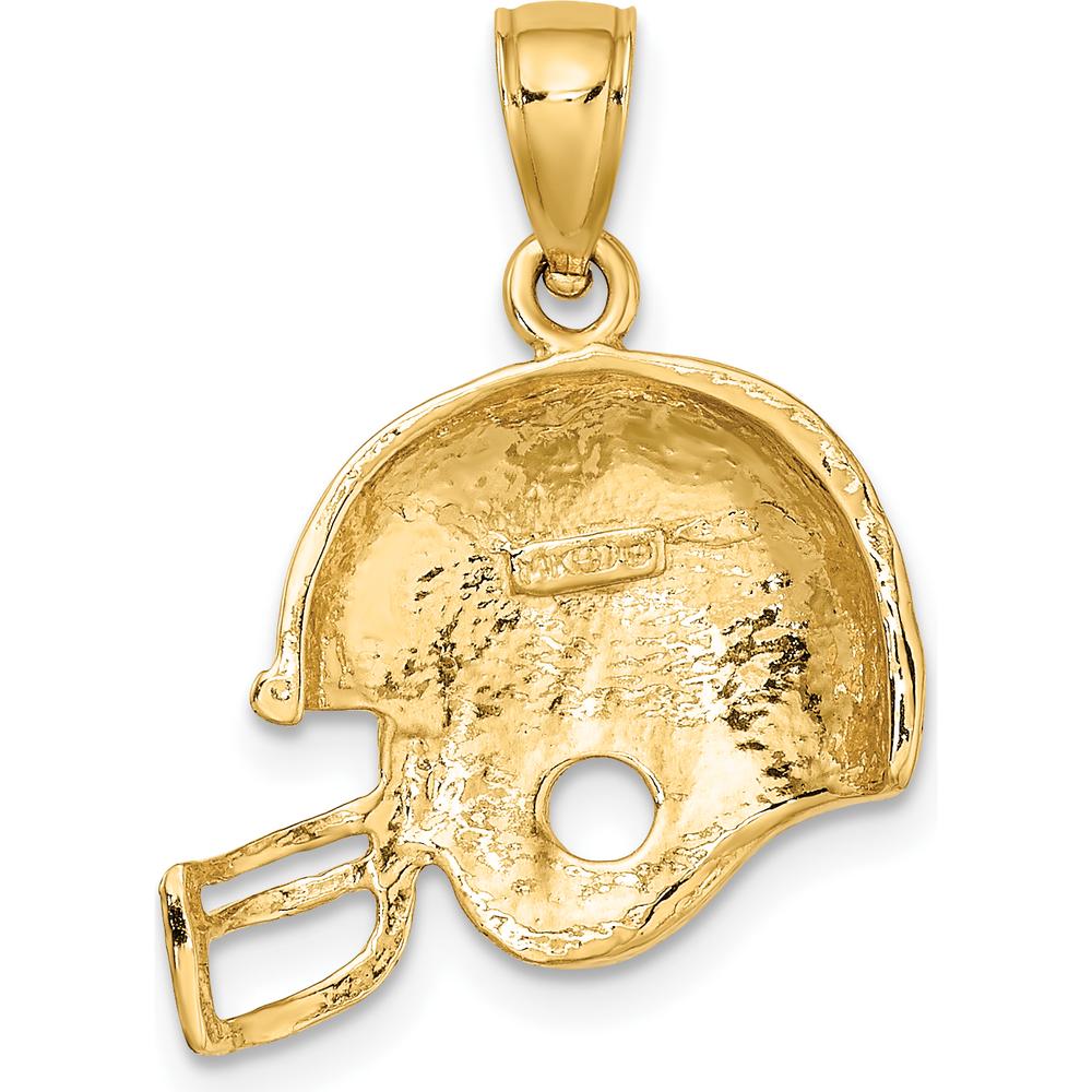 14K Yellow Gold Football Helmet Pendant Charm - Polished Finish, 13.75mm Length by Oro Pregiato