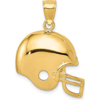 14K Yellow Gold Football Helmet Pendant with Polished Finish - 26mm Length by Oro Pregiato