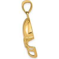 14K Yellow Gold Football Helmet Pendant with Polished Finish - 26mm Length by Oro Pregiato