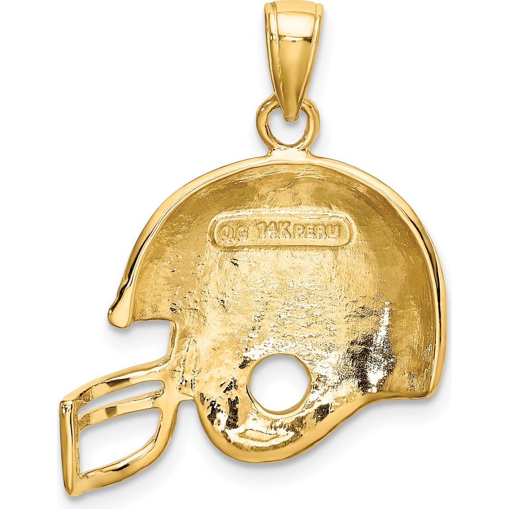 14K Yellow Gold Football Helmet Pendant with Polished Finish - 26mm Length by Oro Pregiato