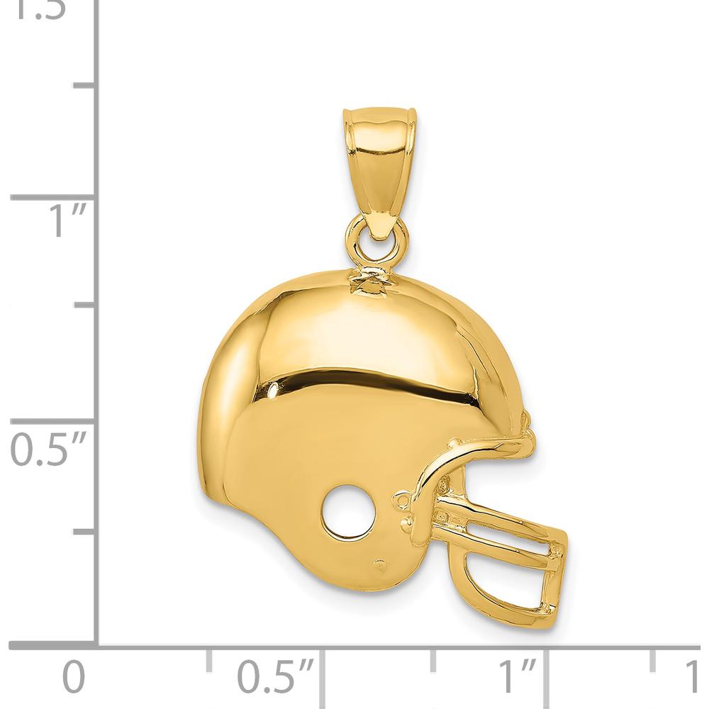14K Yellow Gold Football Helmet Pendant with Polished Finish - 26mm Length by Oro Pregiato