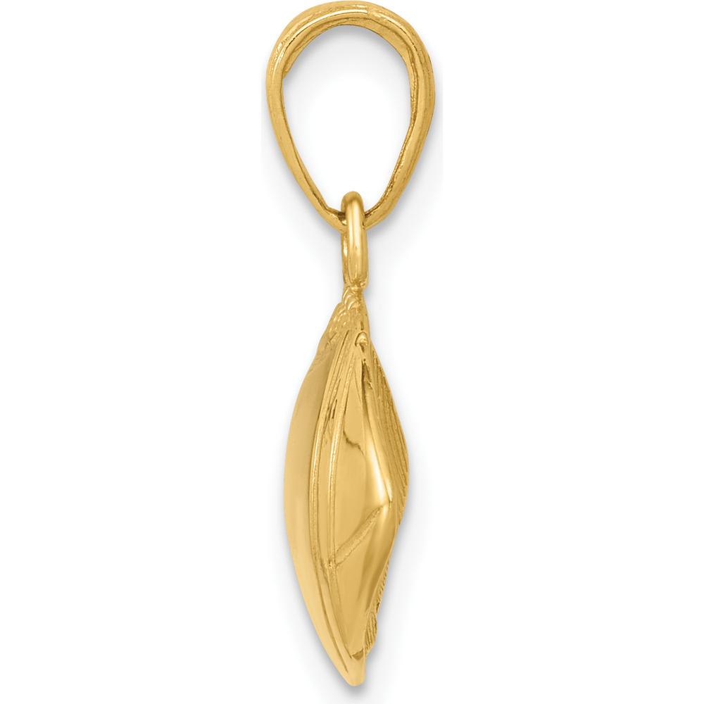 14K Yellow Gold Football Profile Pendant with Textured Detailing by Oro Pregiato