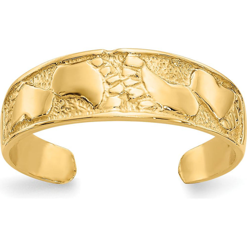 14K Yellow Gold Footprints Toe Ring - 5mm Solid Band, Polished Finish by Oro Pregiato