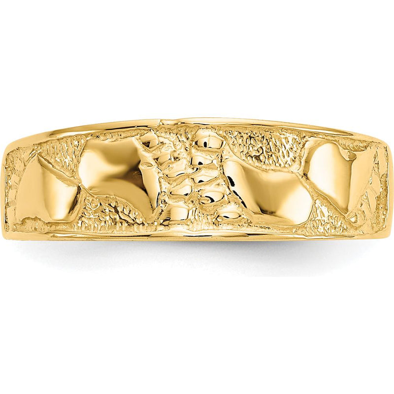 14K Yellow Gold Footprints Toe Ring - 5mm Solid Band, Polished Finish by Oro Pregiato