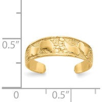 14K Yellow Gold Footprints Toe Ring - 5mm Solid Band, Polished Finish by Oro Pregiato