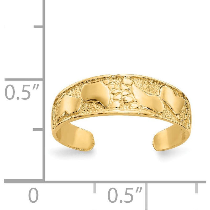 14K Yellow Gold Footprints Toe Ring - 5mm Solid Band, Polished Finish by Oro Pregiato