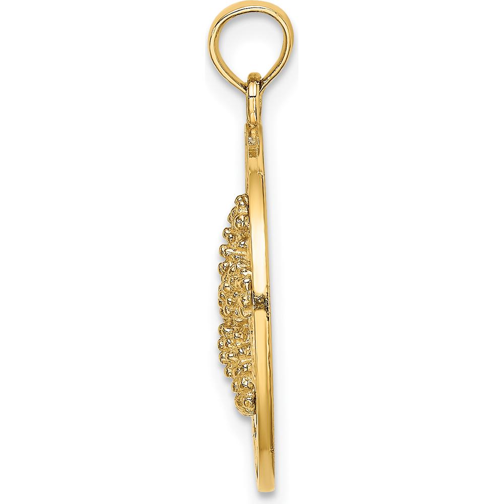14K Yellow Gold Fort Myers Beach Starfish Pendant with Engraved Florida Circle Frame by Oro Pregiato