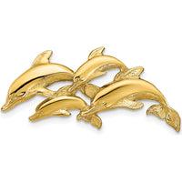 14K Yellow Gold Four Dolphins Omega Slide Pendant by Oro Pregiato