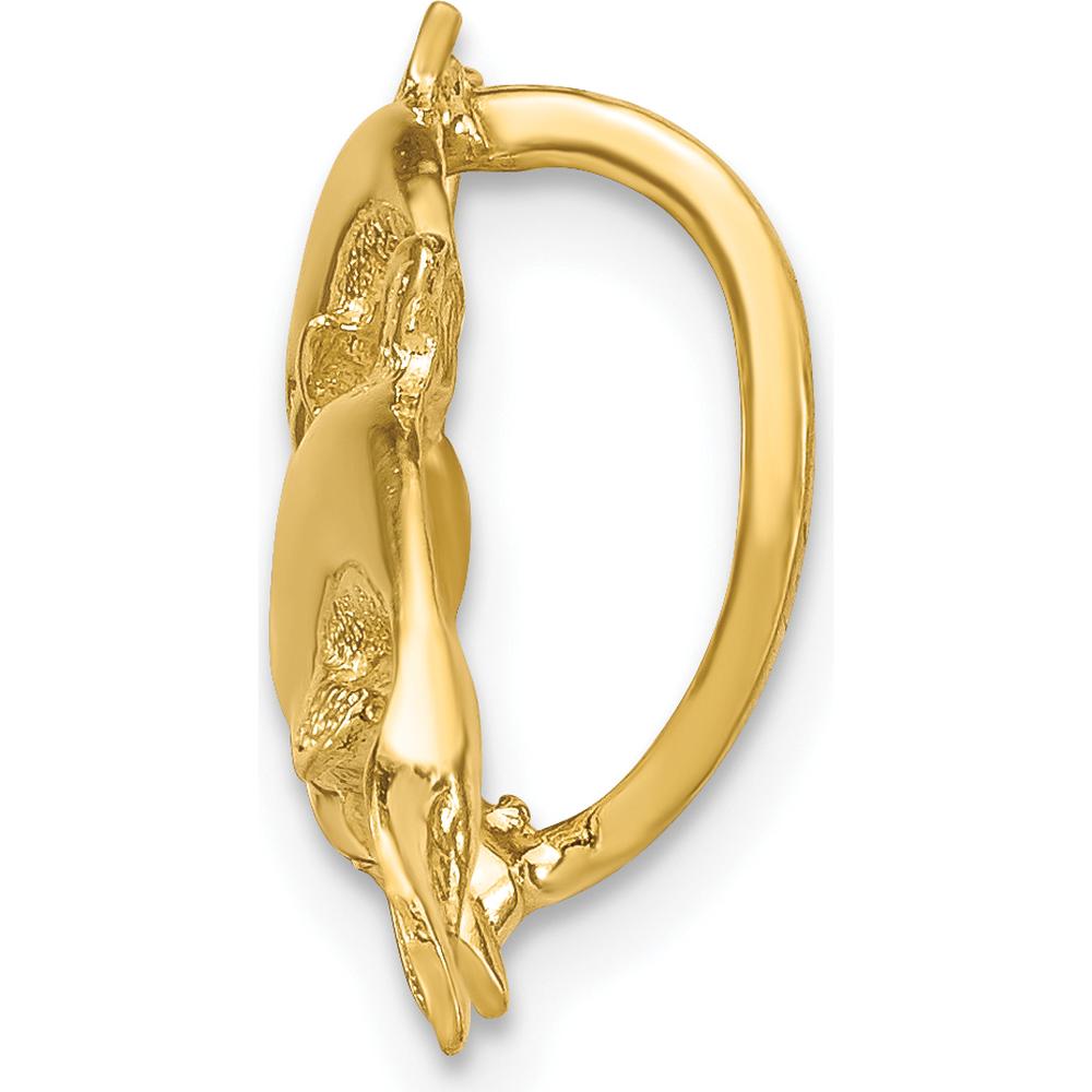 14K Yellow Gold Four Dolphins Omega Slide Pendant by Oro Pregiato