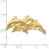 14K Yellow Gold Four Dolphins Omega Slide Pendant by Oro Pregiato