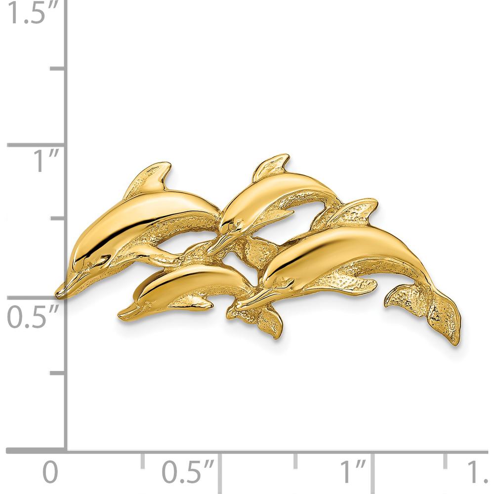 14K Yellow Gold Four Dolphins Omega Slide Pendant by Oro Pregiato