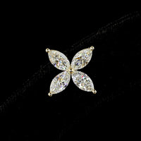 14K Yellow Gold Four-Petal Marquise Lab Diamond Stud Earrings - 3.15 Carats Total Weight - Covaloro Fine Jewelry